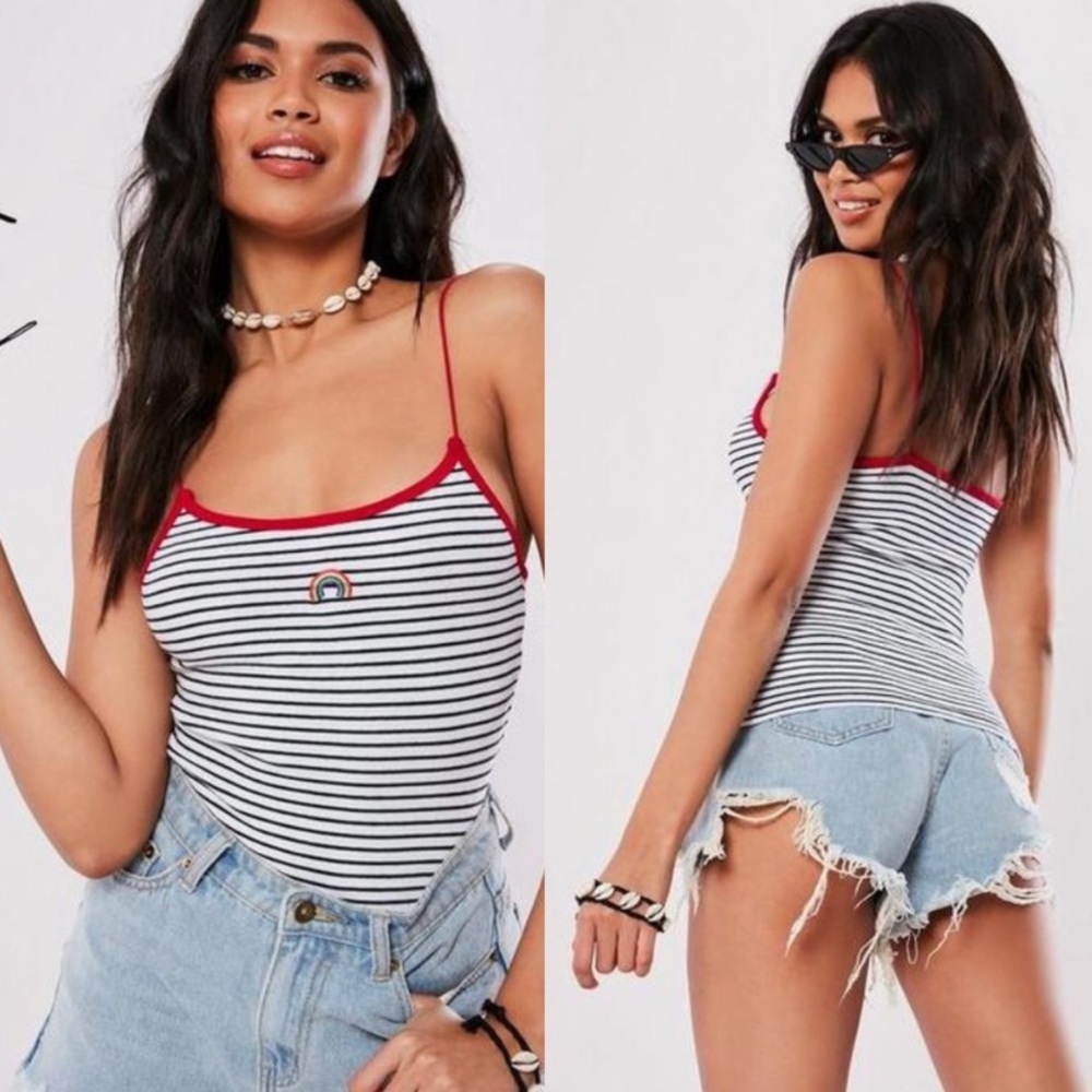 Missguided Rainbow Striped Cami Top
